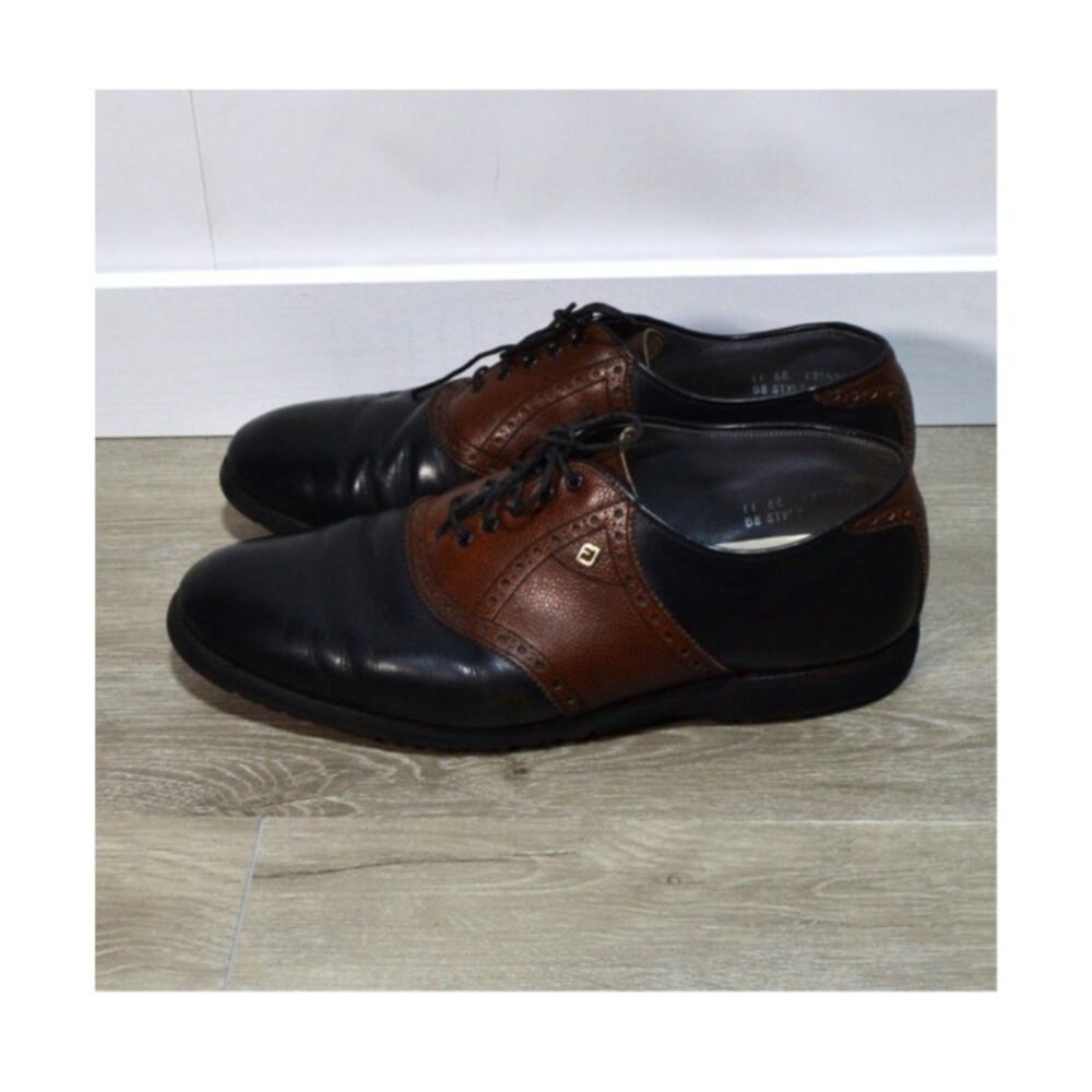 Footjoy Classics Men's Leather Black & Brown Wingtip Oxfords Size 11 EE Golf